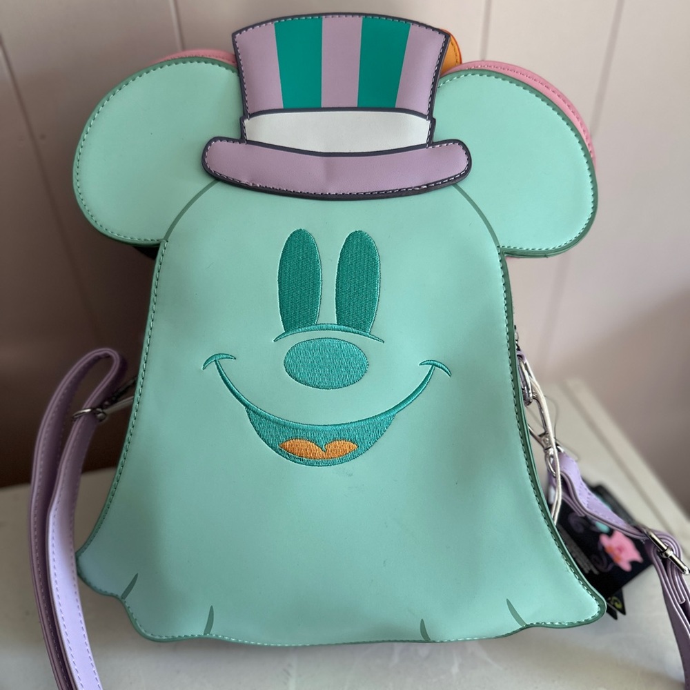 Pastel Ghost Minnie and Mickey Glow-in-the-Dark Zip Crossbody Purse!
